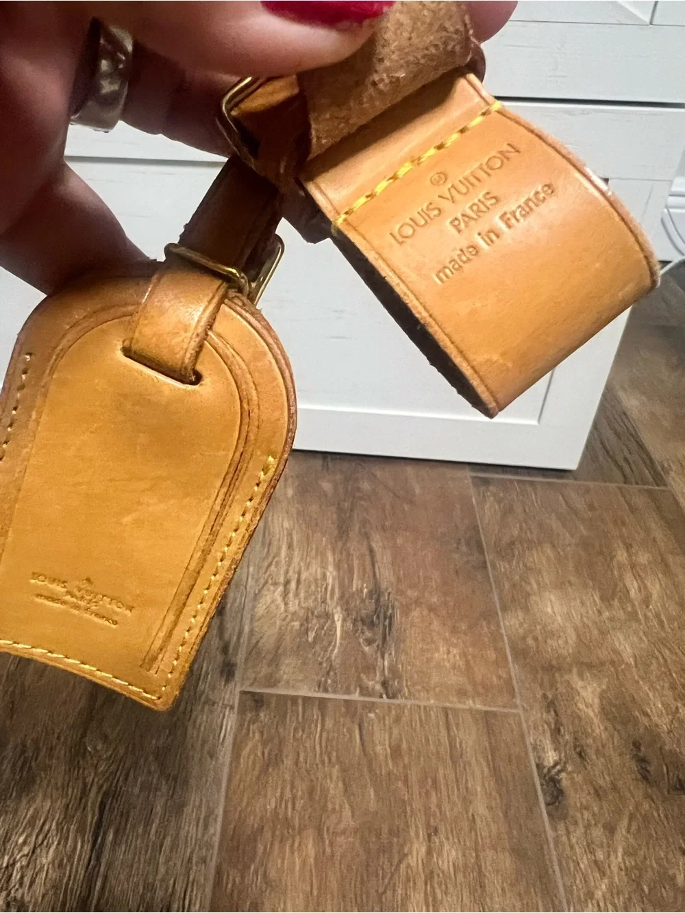 Louis Vuitton Brown/Tan Leather Luggage Tag with Buckle Strap